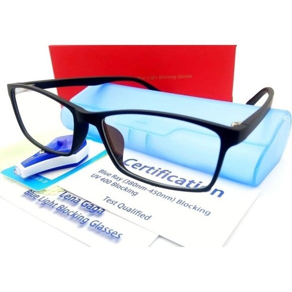 Lena Gaga Blue Light Block Glasses Black Lightweight Frame - Picture 1 of 4